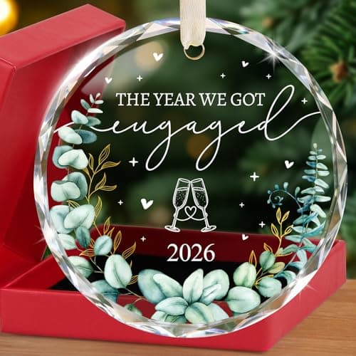 Engagement Gifts for Couples - Crystal Glass 2026 Engagement Ornament, Newly Engaged Gifts for Women, Her - Bride to Be Gift, Fiance Gifts - Engaged Christmas Party Decorations - Image 1