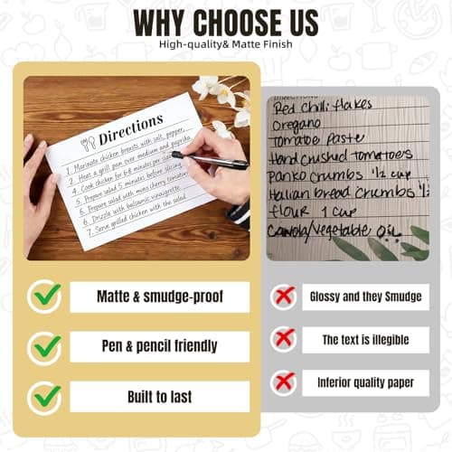 4x6 Inch Kraft Recipe Cards, 110 Sheets Double Sided Pre-lined Thick Card Stock, Compatible with Standard Recipe Boxes, Vintage Cooking Cards for Wedding, Bridal Shower, Kitchen Diaries (White) - Thumbnail 4