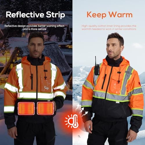 SRsafety Safety Heated Jacket,Waterproof Safety Jacket for Men with Pockets, Reflective High Visibility Safety Heated Jackets - Thumbnail 6