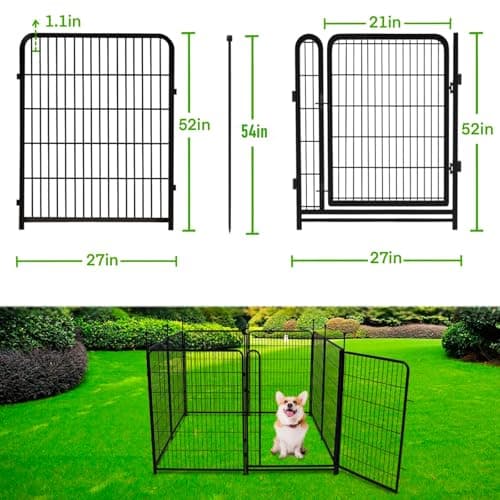 Getlay Tall Garden Fence, 52in High 6 Panels Total 13.3 Ft(L) Dog Fence Outdoor for Yard, 21 inches Wide with Low Sills, Animal Barrier Fence, Flower Bed Fencing. Pet Fence, Garden Fence Border - Thumbnail 2
