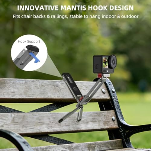 Flymile Action 6 Magnetic Quick Release Mini Tripod Stand, 180° Adjustable Aluminum Tripod Table Mount Desk Base for DJI Osmo Nano with 1/4" Screw Adapter, Arca & Foldable Hook Fits Travel Accessories - Thumbnail 4