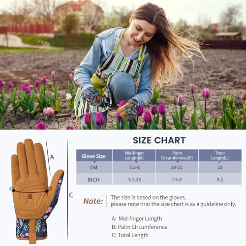 Pleneal Gardening Gloves for Women - Leather Garden Gloves Thorn Proof, Outdoor Protective Working Gloves - Thumbnail 5