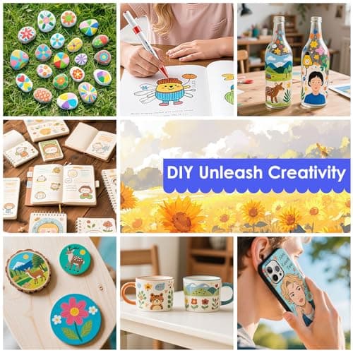 80 Colors Dual Acrylic Paint Markers, Fabric Markers, Brush Permanent Paint Pens for Wood, Glass, Rocks, Paper, Coloring Book, Ceramic, DIY Crafts, Art School Supplies - Thumbnail 3