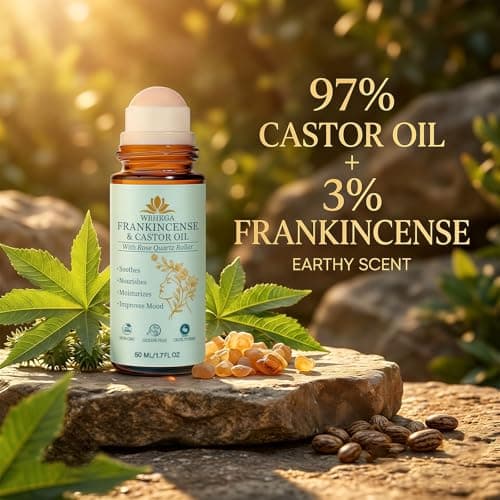 Castor Oil & Frankincense Real Rose Quartz Roll On, 50ml / 1.7 fl.oz - Thumbnail 3