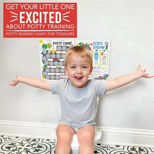 Hadley Designs Potty Training Chart for Toddlers Boys -10 Sticker Potty Chart for Toddlers Boys, 8.5x11" Potty Training Sticker Charts for Toilet Success, Cars Toddler Reward Chart for Kids - Thumbnail 5