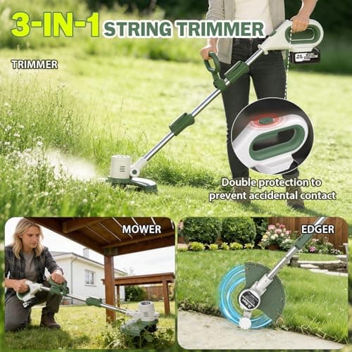 Boltarc 21V 3-in-1 Cordless Weed Wacker Eater-Weeding/Trimming/Lawn Mower, with 8 Replace Auto Line Feed, Electric Grass Trimmer for Garden, Lawn, 120 Mins of Non-Stop (2x4.0 mAh Battery Included) - Thumbnail 5