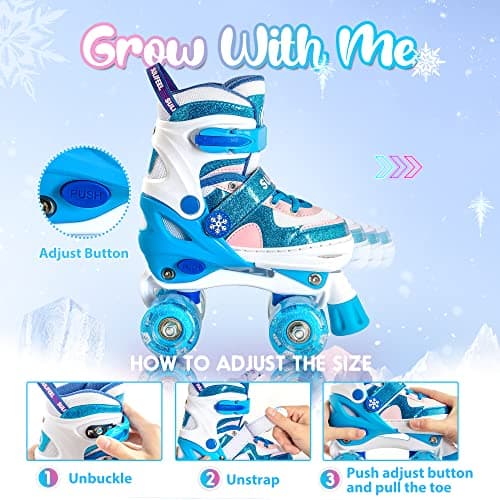 SULIFEEL Rainbow Unicorn 4 Size Adjustable Roller Skates for Girls Boys for Kids Ages 3-5 5-8 6-12 Children Skates Indoor Outdoor - Thumbnail 2