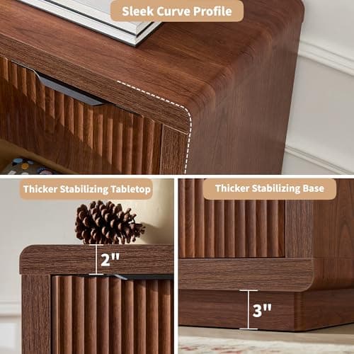 YANSNWO Walnut Dresser with 8 Drawers, 52" Modern Chest of Drawers with Thickened Curved Profile Design, Wooden Dresser TV Stand, Organizer for Bedroom, Living Room, Hallway - Thumbnail 5