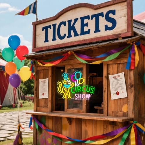Lucunstar Monkey Neon Sign LED Circus Sign with Clown and Balloons for Theme Park LED Carnival Decor for Play Restaurant College Room Neon Light Animal Gifts for Circus Fans Teens - Thumbnail 2