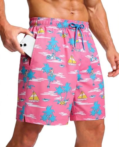 CoozySphere Men's Swim Trunks 7 Inch Hawaiian Bathing Suit Mesh Lining Swimsuits Beach Shorts with Pockets Board Shorts L - Image 1