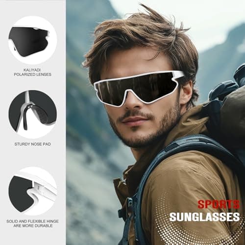 KALIYADI Mens-Sunglasses Polarized Sports Sunglasses: Cycling Sun Glasses Women UV400 Protection for Running - Thumbnail 2