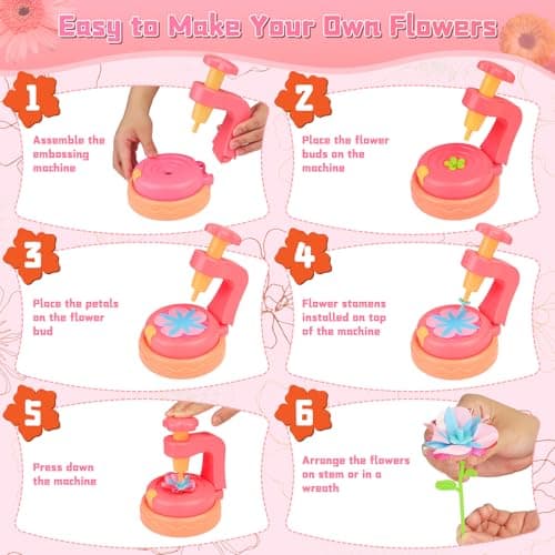 Fabric Flower Bouquets Toys, DIY Paper Flower Making Press Kit with Wreath & Bouquet Papers, Educational Creativity Arts and Crafts for Kids Ages, Birthday Gift for Girls 6 7 8 9 10 11 12 Years Old - Thumbnail 6