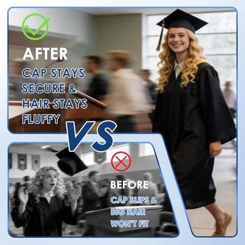 PUNCHMAN Graduation Cap Headband Insert- Black 1 Pack Firm Anti-fall Hair Band,Graduation Hat Headband Holder for Secure Grad Cap And Hairstyle,Hat Accessories for Graduates,Students,Girls - Thumbnail 3