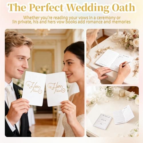 LERCTH Wedding Vow Books Set for Bride and Groom - Love Heart Gold Foil Journal for Wedding Ceremony and Bridal Shower - Thumbnail 6