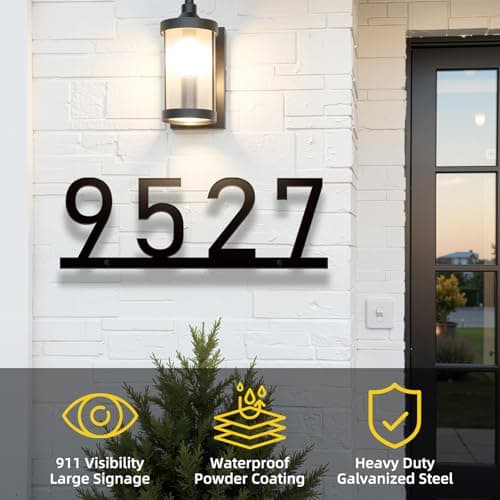 House Numbers for Outside, Personalized Metal House Number Sign, Modern Metal Address Signs for Houses, Large Number Address Plaque with Floating Screw Kit - Thumbnail 2
