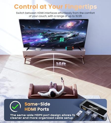 avedio links 8K HDMI 2.1 Switch 4K@120Hz 8K@60Hz, Bi-Directional 2 in 1 Out HDMI Switcher with Remote, Aluminum HDMI Splitter 2 in 1 Out Ultra HD Compatible with PS5 Xbox Fire Stick and More (Grey) - Thumbnail 2