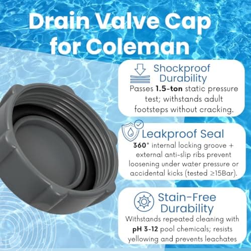 telehybrid Pool Drain Cap Replacement for Coleman Above Ground Pools, 2 Pack Heavy Duty Drain Valve Caps Replace Part P01006 P01010 P6D1158 P6H1158ASS16 - Thumbnail 2