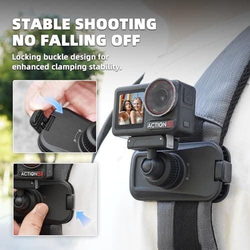 BRDRC Magnetic Quick Release Backpack Clip Mount, 360° Rotating Shoulder Bag Strap Clip Mount for DJI Osmo Action 5 Pro/4/3/360, Portable Bag Holder Action Camera Accessories - Thumbnail 6