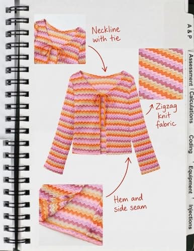 ZAFUL Swimsuit Coverup Shirt for Women Crochet Cardigan Bathing Suit Cover Up Long Sleeve Cover Ups Top Zigzag Orange M - Thumbnail 6