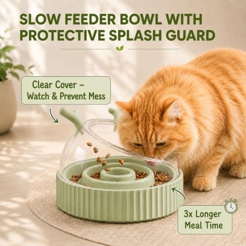 3-in-1 Slow Feeder Bowl, Cat Grass Growing Kit & Elevated Cat Food Bowl, - Thumbnail 5