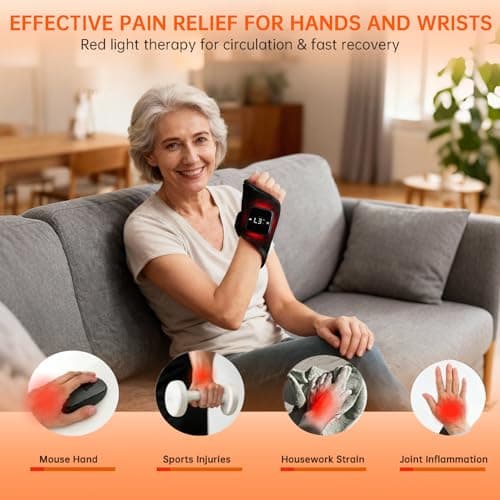 Suerbeaty Red Light Device for Hands Wrist, Cordless & Rechargeable 2000mAh Controller with Auto-Off Timer, 660nm & 850nm NIR for Comfort Support - Thumbnail 3