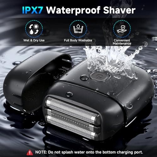 Electric Foil Shavers for Men: Mini Electric Razor with 3 Floating Blades, IPX7 Waterproof Foil Shaver, USB-C Rechargeable Shavers for Men with Travel Lock, Compact Grooming Gift for Home & Travel - Thumbnail 4