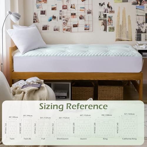 Hansleep Twin Mattress Pad Topper Memory Foam, Twin Foam Mattress Topper Viscose Derived from Bamboo, Twin Size Bed Mattress Pad Cover for Back Pain Relief, 39" x 75", White - Thumbnail 6