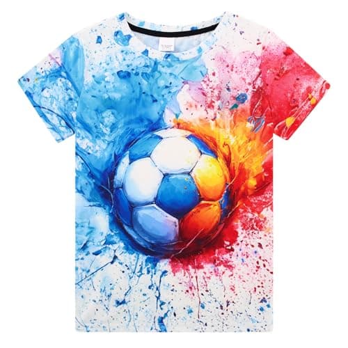 Funnycokid Boys Shirts 4t 5t Size 4 5 Girls T-Shirts Kids Soccer Clothes Tops Tees Graphic Short Sleeve Birthday Cool 4-5 Years - Image 1