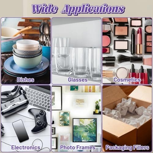 370 Pcs Foam Pouches & Packing Paper for Moving Supplies, 6 Sizes 200 Plate Packing Sleeves Wrap & Large 50 Newsprint Paper (24X13'') with 120 Pcs Fragile Stickers for Dishes Glasses Cup China - Thumbnail 5