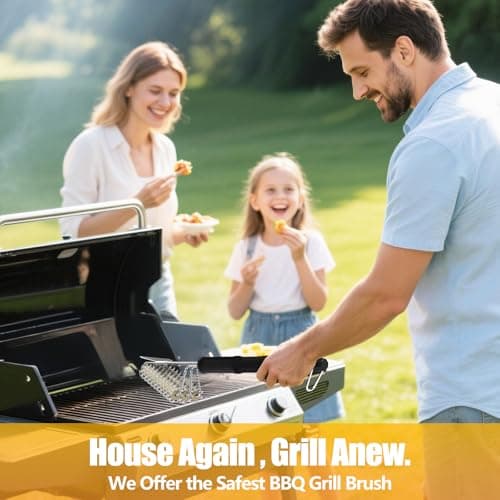 HOUSE AGAIN Grill Brush and Scraper Bristle Free, 304 Stainless Steel Brush Head Non Metal Bristles, Safe Steam Outdoor Grill Cleaning BBQ Grill Accessories for Smoker/Porcelain/Weber Gas/Charcoal - Thumbnail 5