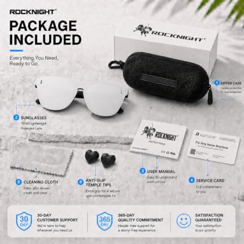ROCKNIGHT HD Polarized Sunglasses Silver Mirrored Aviator Sunglasses Outdoor UV400 Protection - Thumbnail 6