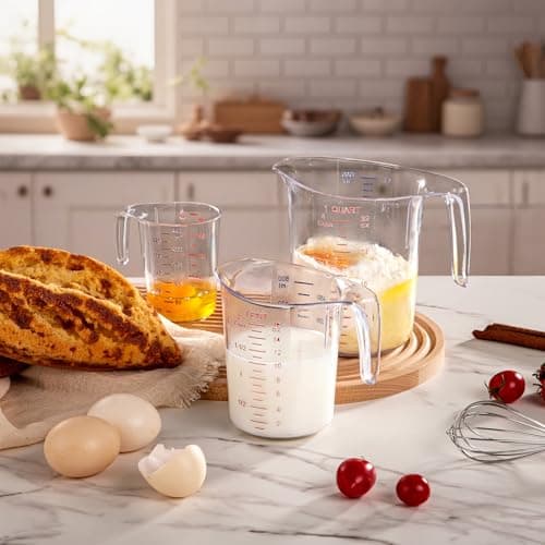 DaYammi Measuring Cups 2-Piece, Unbreakable Food-Grade Plastic Measuring Cup for Dishwasher, 4-Cup Nesting Liquid Measuring Cups for Prepping, Baking, Cooking, Readable Markings, Clear - Thumbnail 2