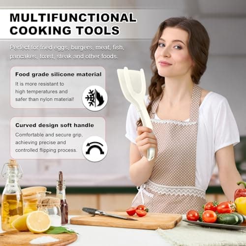 Silicone Spatula, BPA Free Kitchen Spatula, High Heat Resistant Rubber Spatulas, Ideal Kitchen Utensils for Non-Stick Pans, Sautéing, Frying, Baking, Turning and Flipping - Thumbnail 6