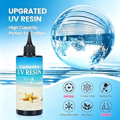UV Resin 2000g Upgrade Low Odor & Hard Type Crystal Clear UV Curing for DIY Craft Jewelry Making, Coating and Casting - Thumbnail 2