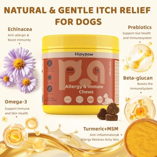 Hipypaw Dog Allergy Relief Chews - Dogs Chew for Itching Relief and Skin Allergy- Soft Probiotics Chew for Dogs Digestive Health Gut Health & Immune System-Skin and Coat Health-100ct - Thumbnail 3