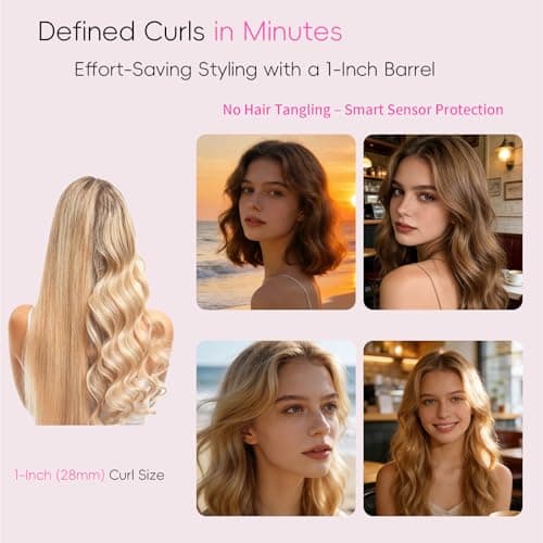 Automatic Curling Iron, 1 Inch 2-Way Auto Rotating Hair Curler for Long Thick Hair, Fast Heating Ceramic Curling Wand with 3 Heat Settings, Anti-Scald, Beginner Friendly, 60 Mins Auto Shut-Off - Thumbnail 2