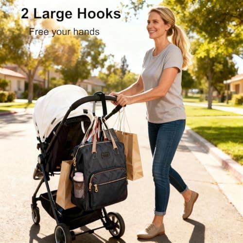 Stroller Hooks for Hanging Bags and Shopping Hanging Purses, Large Stroller Accessories Multifunctional Stroller Hook Organizer for Travel Car Seats, - Thumbnail 4