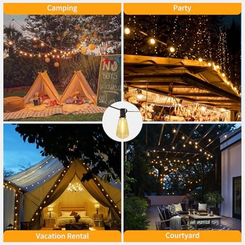 CRLIVOING 50FT Solar String Lights Outdoor Waterproof, 15+2 Shatterproof with Edison Bulbs,Solar Powered Outdoor Lights with Remote, LED String SolarLights for Garden, Backyard, Parties - Thumbnail 5