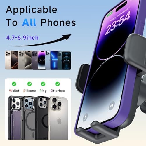 COOEXES Car Phone Holder, 360°Rotation Vacuum Suction Cup Phone Mount - 108LBS Nano Gel for Car, Bendable Arm & One-Hand Release, Truck Phone Holder for iPhone 17 Pro Max Samsung Android - Thumbnail 6