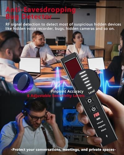 OBSITWY Hidden Camera Detectors, Anti-Spy Camera Finder & GPS Tracker Detector with Anti-Theft & SOS Alarm, Privacy Pen Bug Detector, Portable for Travel, Hotel, Office, Car (Medium) - Thumbnail 4