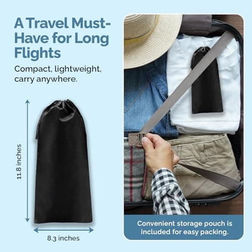 1 Pack No-Collapse Airplane Foot Hammock–Adjustable Foot Hammock for Plane Travel with Thick Bamboo Base, Lightweight Travel Footrest for Office, Flights(Black) - Thumbnail 6