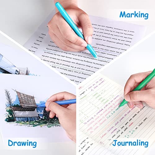 AECHY Curve highlighter pens for Note Taking, Dual Tip Pens with 6 Different Curve Shapes & 8 Colors Fine Lines, Colored Curve Flair Pen Set for Kids Journaling Scrapbook Note Taking Supplies(Rainbow) - Thumbnail 5