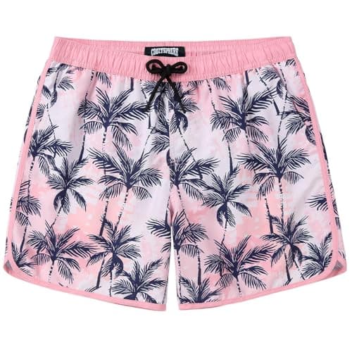 CoozySphere Mens Boys Short 80s 90s Vintage Swim Trunks with Mesh Lining Quick Dry Swim Suits Board Shorts XXXL - Image 1