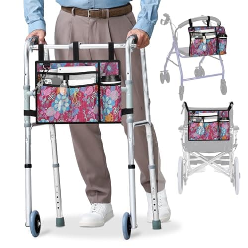 supregear Accessories Bag for Walker, Wheelchair, Rollator - Walker Basket Bag w/Cup Holder - Seniors Caddy Attachment Pouch for Walkers, Water Resistant Large Capacity Carry Storage Carrier Tote - Image 1