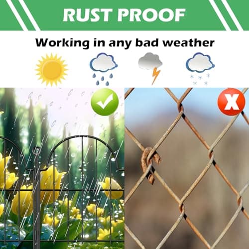 Blingluck Garden Fence, 22 in(H) x 10.83 ft(L) Arched Rustproof Metal No Dig Fence Garden Fence Border, Ground Stake Animal Barrier Fence for Rabbit Dog, Outdoor Decor for Yard & Patio - Thumbnail 6