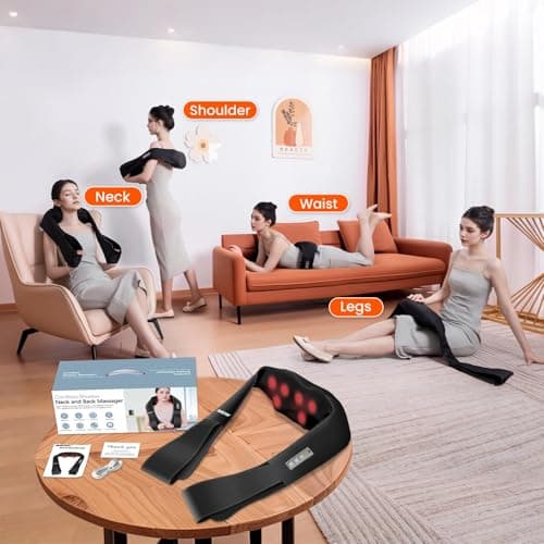 AMZPONY® Cordless Neck Massager for Pain Relief Deep Tissue, Rechargeable Shiatsu Neck and Back Massager with Heat Kneading Shoulder Massage for Body Muscle Pain Relief,Gifts for Mom Dad Friends - Thumbnail 4