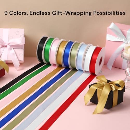 Light Blue Satin Ribbon 1 Inch x 50 Yards – Double Faced Baby Boy Shower Ribbon for Gift Packaging, Crafts & DIY Bows - Thumbnail 6