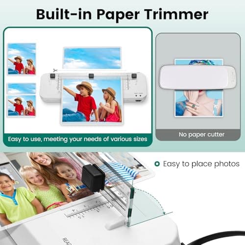 Laminator, A3 Laminator Machine with Built-in Trimmer, 70 Seconds Quick Warm-Up, Cold and Thermal Laminating with 50 Sheets, NTC Technology for Home Office School - Thumbnail 2