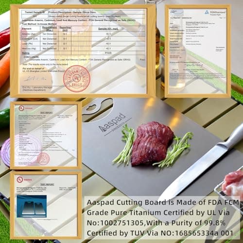 Aaspad Pure Titanium Cutting Board Non-Toxic for Kitchen Washable Portable Lightweight Metal Chopping Board Dishwasher Safty Suit for Home Cooking and Outside Camping - Thumbnail 3