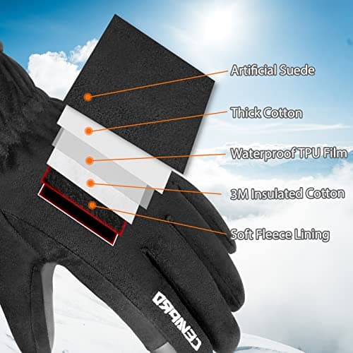 Cevapro Winter Thermal Gloves for Men Women, -20℉ Anti-Slip Waterproof Deerskin Suede Insulated Touchscreen Gloves. - Thumbnail 3